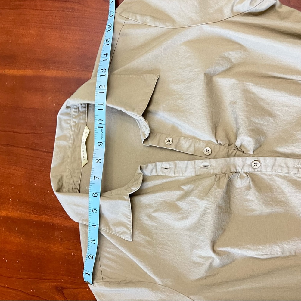 Smart Set Tan short sleeve Size 13 Large shirt dress button tshirt dress coverup - Picture 11 of 17